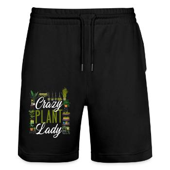 Plant Lover Gardening Crazy Plant - Stanley/Stella Trainer Unisex Organic Jogging Shorts - black - Front - Nik (191cm) & Marisol (170cm)