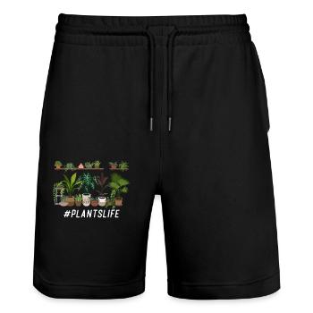 Plant Lover Gardening #Plantslife - Stanley/Stella Unisex Bio Joggingshorts Trainer  - Schwarz - Vorne - Nik (191cm) & Marisol (170cm)