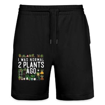 Plant Lover Gardening I Was Normal - Stanley/Stella Unisex Bio Joggingshorts Trainer  - Schwarz - Vorne - Nik (191cm) & Marisol (170cm)