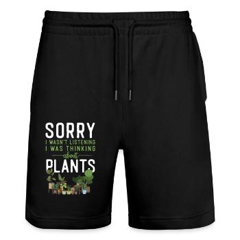 Plant Lover Gardening Sorry I - Stanley/Stella Unisex Bio Joggingshorts Trainer  - Schwarz - Vorne - Nik (191cm) & Marisol (170cm)