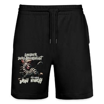 Zebra Better crazy than one of you - Stanley/Stella Trainer Unisex Organic Jogging Shorts - black - Front - Nik (191cm) & Marisol (170cm)