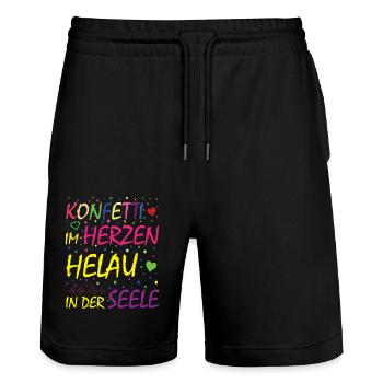 Konfetti im Herzen Helau in der Seele - Stanley/Stella Unisex Bio Joggingshorts Trainer  - Schwarz - Vorne - Nik (191cm) & Marisol (170cm)