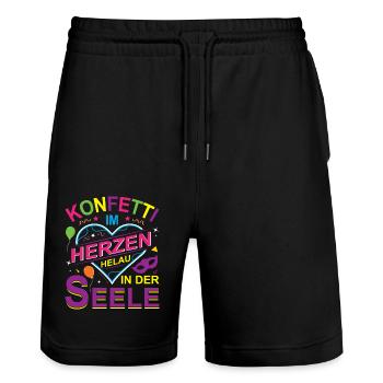 Konfetti im Herzen Helau in der Seele - Stanley/Stella Unisex Bio Joggingshorts Trainer  - Schwarz - Vorne - Nik (191cm) & Marisol (170cm)