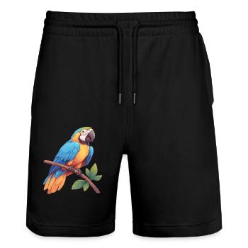 Macaw's Era - Stanley/Stella Trainer Unisex Organic Jogging Shorts - black - Front - Nik (191cm) & Marisol (170cm)
