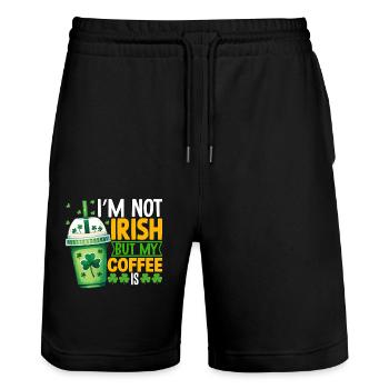 I'm not Irish but my Coffee is - Stanley/Stella Trainer Unisex Organic Jogging Shorts - black - Front - Nik (191cm) & Marisol (170cm)