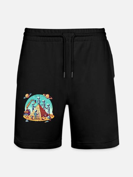 Aliens build pyramid - Stanley/Stella Trainer Unisex Organic Jogging Shorts - black