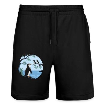 Vögel Beobachten Am See: Naturerlebnis Für - Stanley/Stella Unisex Bio Joggingshorts Trainer  - Schwarz - Vorne - Nik (191cm) & Marisol (170cm)