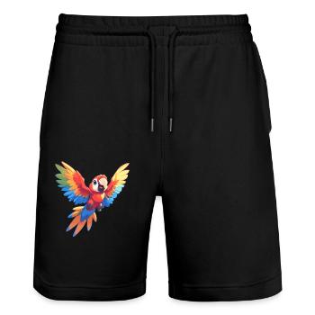 Macaw's Era - Stanley/Stella Trainer Unisex Organic Jogging Shorts - black - Front - Nik (191cm) & Marisol (170cm)