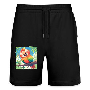 Macaw's Era - Stanley/Stella Trainer Unisex Organic Jogging Shorts - black - Front - Nik (191cm) & Marisol (170cm)