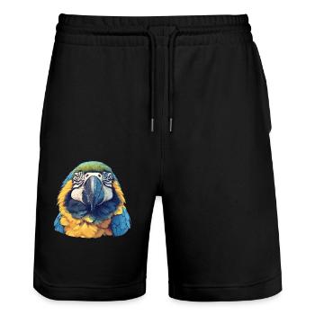 Macaw's Era - Stanley/Stella Trainer Unisex Organic Jogging Shorts - black - Front - Nik (191cm) & Marisol (170cm)