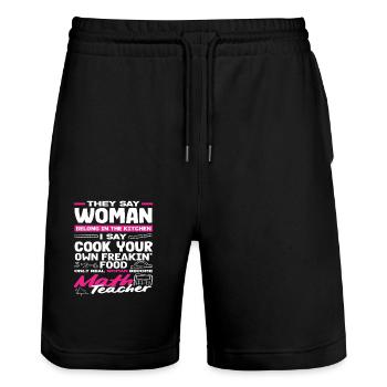 Math Teacher Math Gift - Stanley/Stella Trainer Unisex Organic Jogging Shorts - black - Front - Nik (191cm) & Marisol (170cm)