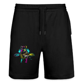 Summer Giraffe Giraffes Child Kids Zoo - Stanley/Stella Trainer Unisex Organic Jogging Shorts - black - Front - Nik (191cm) & Marisol (170cm)