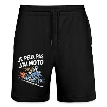 J'peux pas j'ai moto - Short de jogging bio TRAINER Stanley/Stella unisexe - noir - Devant - Nik (191cm) & Marisol (170cm)