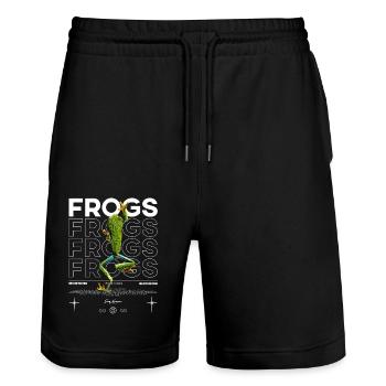 Rotäugiger Laubfrosch Streetwear Frosch - Stanley/Stella Unisex Bio Joggingshorts Trainer  - Schwarz - Vorne - Nik (191cm) & Marisol (170cm)