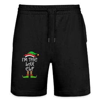 I'm The Lax Elf Shirt Matching Family Christmas - Stanley/Stella Trainer Unisex Organic Jogging Shorts - black - Front - Nik (191cm) & Marisol (170cm)