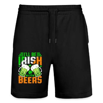 I'll be Irish in a few beers - Stanley/Stella Trainer Unisex Organic Jogging Shorts - black - Front - Nik (191cm) & Marisol (170cm)