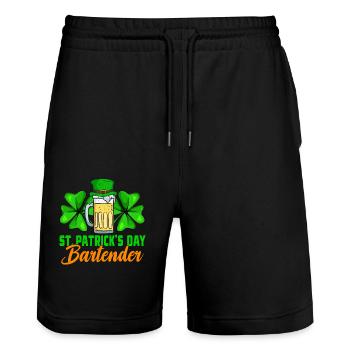 Barman de la Saint-Patrick - Short de jogging bio TRAINER Stanley/Stella unisexe - noir - Devant - Nik (191cm) & Marisol (170cm)