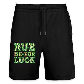 Rub me for Luck - Stanley/Stella Trainer Unisex Organic Jogging Shorts - black - Front - Nik (191cm) & Marisol (170cm)