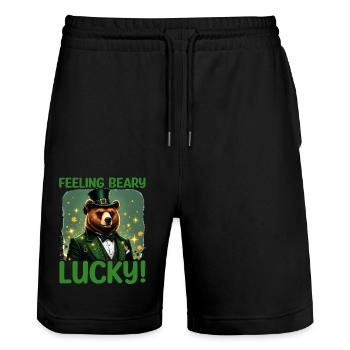Feeling Beary Lucky - Stanley/Stella Trainer Unisex Organic Jogging Shorts - black - Front - Nik (191cm) & Marisol (170cm)