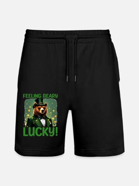 Feeling Beary Lucky - Stanley/Stella Trainer Unisex Organic Jogging Shorts - black