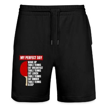 Tischtennis-Motiv Tischtennis Fans - Stanley/Stella Unisex Bio Joggingshorts Trainer  - Schwarz - Vorne - Nik (191cm) & Marisol (170cm)