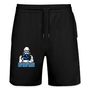 Saarbrücken und sonst nichts - Stanley/Stella Unisex Bio Joggingshorts Trainer  - Schwarz - Vorne - Nik (191cm) & Marisol (170cm)