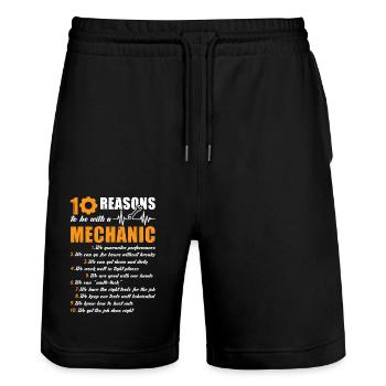 Mechanic 10 Reasons To Be With A Mechanic - Stanley/Stella Trainer Unisex Organic Jogging Shorts - black - Front - Nik (191cm) & Marisol (170cm)