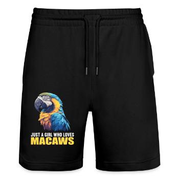 Macaw's Era - Stanley/Stella Trainer Unisex Organic Jogging Shorts - black - Front - Nik (191cm) & Marisol (170cm)
