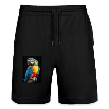 Macaw's Era - Stanley/Stella Trainer Unisex Organic Jogging Shorts - black - Front - Nik (191cm) & Marisol (170cm)