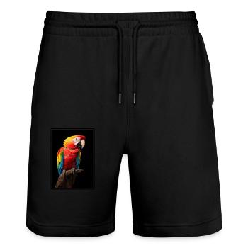 Macaw's Era - Stanley/Stella Trainer Unisex Organic Jogging Shorts - black - Front - Nik (191cm) & Marisol (170cm)