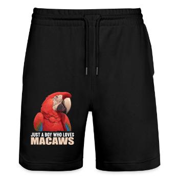 Macaw's Era - Stanley/Stella Trainer Unisex Organic Jogging Shorts - black - Front - Nik (191cm) & Marisol (170cm)