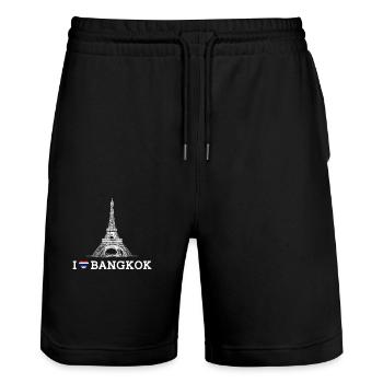 Eiffel Tower Lover Thailand I Love Bangkok Flag - Stanley/Stella Trainer Unisex Organic Jogging Shorts - black - Front - Nik (191cm) & Marisol (170cm)