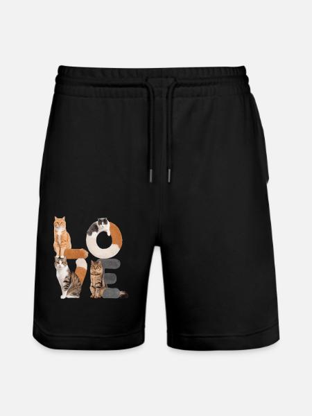 Liebe Katze - Stanley/Stella Unisex Bio Joggingshorts Trainer - Schwarz