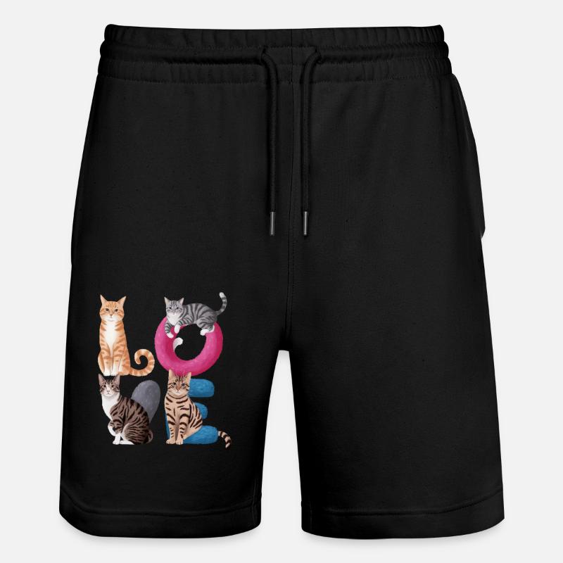 Liebe Katze - Stanley/Stella Unisex Bio Joggingshorts Trainer  - Schwarz
