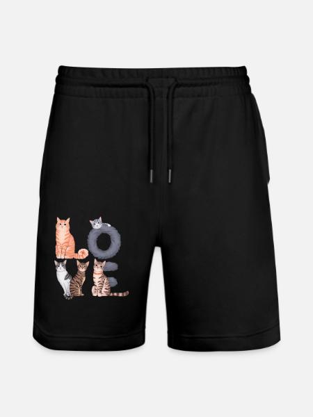 Liebe Katze - Stanley/Stella Unisex Bio Joggingshorts Trainer  - Schwarz
