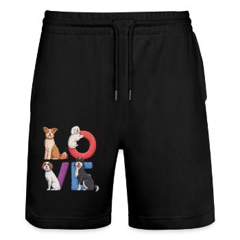 Liebe Hunde - Stanley/Stella Unisex Bio Joggingshorts Trainer  - Schwarz - Vorne - Nik (191cm) & Marisol (170cm)