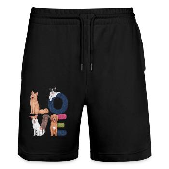 Liebe Hunde - Stanley/Stella Unisex Bio Joggingshorts Trainer  - Schwarz - Vorne - Nik (191cm) & Marisol (170cm)