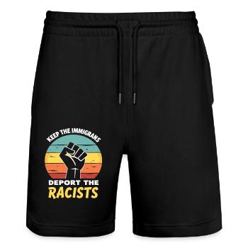 Antiracisme Diversité, justice et égalité - Short de jogging bio TRAINER Stanley/Stella unisexe - noir - Devant - Nik (191cm) & Marisol (170cm)