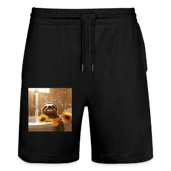 Faultier - Stanley/Stella Unisex Bio Joggingshorts Trainer  - Schwarz - Vorne - Nik (191cm) & Marisol (170cm)