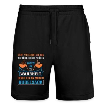 Dudelsackspieler Dudelsack Männer Geschenk - Stanley/Stella Unisex Bio Joggingshorts Trainer  - Schwarz - Vorne - Nik (191cm) & Marisol (170cm)