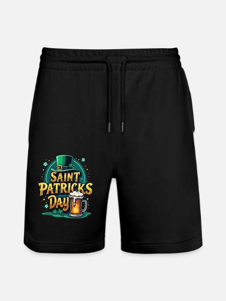 Saint Patrick's Day Beer - Stanley/Stella Trainer Unisex Organic Jogging Shorts - black