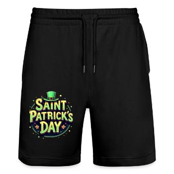 Bière de la Saint-Patrick - Short de jogging bio TRAINER Stanley/Stella unisexe - noir - Devant - Nik (191cm) & Marisol (170cm)