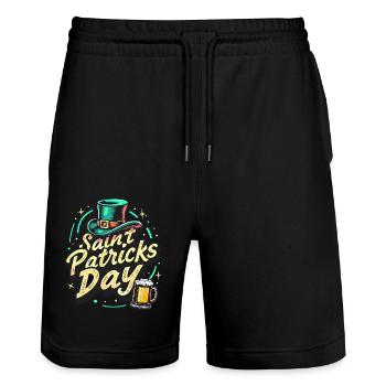 Bière de la Saint-Patrick - Short de jogging bio TRAINER Stanley/Stella unisexe - noir - Devant - Nik (191cm) & Marisol (170cm)