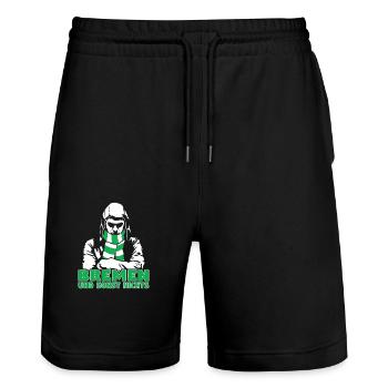 Bremen und sonst nichts - Stanley/Stella Unisex Bio Joggingshorts Trainer  - Schwarz - Vorne - Nik (191cm) & Marisol (170cm)