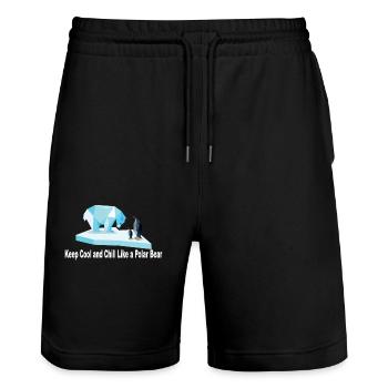 Keep Chill and Cool Like a Polar Bear - Stanley/Stella Trainer Unisex Organic Jogging Shorts - black - Front - Nik (191cm) & Marisol (170cm)