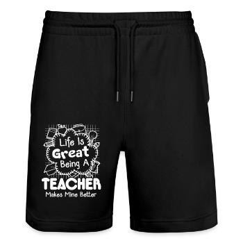 Teacher Being Teacher Makes Life Better - Stanley/Stella Trainer Unisex Organic Jogging Shorts - black - Front - Nik (191cm) & Marisol (170cm)