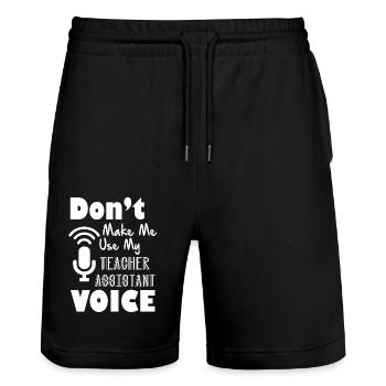 Teacher Assistant Teacher Assistant Voice - Stanley/Stella Trainer Unisex Organic Jogging Shorts - black - Front - Nik (191cm) & Marisol (170cm)