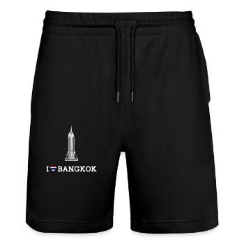 I love Bangkok Empire Herz Flagge Thailand Staat - Stanley/Stella Unisex Bio Joggingshorts Trainer  - Schwarz - Vorne - Nik (191cm) & Marisol (170cm)