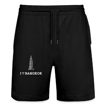 J’aime Bangkok Thaïlande Cool Empire Lover Drapeau Jeu de mots - Short de jogging bio TRAINER Stanley/Stella unisexe - noir - Devant - Nik (191cm) & Marisol (170cm)