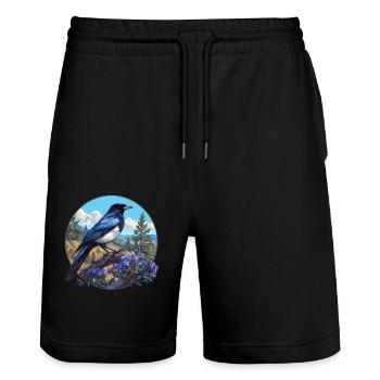 Elstern Elster - Stanley/Stella Unisex Bio Joggingshorts Trainer  - Schwarz - Vorne - Nik (191cm) & Marisol (170cm)